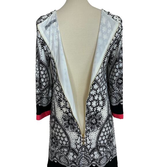 Eliza J Black Cream Pink Shift Dress Size 6 - Picture 4 of 8